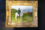 Ornate Gold Framed Oil Painting Horse And Jockey Antique Style Hand Painted Paintings And Art
