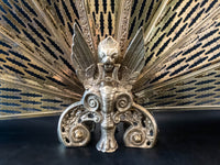 Vintage Brass Fireplace Screen Fan Gargoyle Embellished