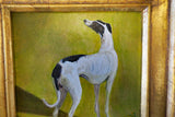 Gilded Framed Oil Painting Greyhound Dog Antique Style Hand Painted