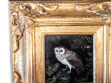 Gilded Framed Oil Painting Owl In Tree Antique Style