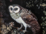 Gilded Framed Oil Painting Owl In Tree Antique Style