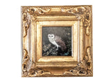Gilded Framed Oil Painting Owl In Tree Antique Style