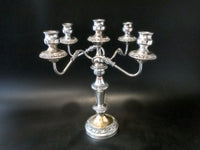 Antique Silver Plate Convertible Candelabra Candle Holder 5 Light Tall