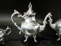 Vintage Silver Plate Tea Set Coffee Service Hibiscus FB Rogers 1960 Tea and Coffee Sets