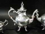 Vintage Silver Plate Tea Set Coffee Service Hibiscus FB Rogers 1960 Tea and Coffee Sets