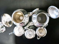 Vintage Silver Plate Tea Set Coffee Service Hibiscus FB Rogers 1960 Tea and Coffee Sets