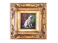 Gold Framed Oil Painting Pug Dog Antique Style Hand Painted