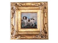 Gold Framed Oil Painting Brown And White Water Spaniel Antique Style Hand Painted