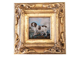 Gold Framed Oil Painting Brown And White Water Spaniel Antique Style Hand Painted