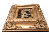 Gilded Framed Oil Painting 1930s Swanky London Couple Gatsby Inspired