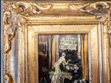 Gilded Framed Oil Painting 1930s Swanky London Couple Gatsby Inspired