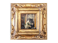 Gilded Framed Oil Painting 1930s Swanky London Couple Gatsby Inspired