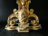 Antique French Bronze Fireplace Screen Fan Figural Napoleon III Era