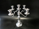 Antique Tall Silver Plate Convertible Candelabra Candle Holder 5 Light