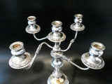 Antique Silver Plate Convertible Candelabra Candle Holder 5 Light Tall