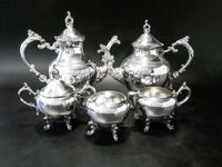 Vintage Silver Plate Tea Set Coffee Service Hibiscus FB Rogers 1960 Tea and Coffee Sets