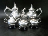 Vintage Silver Plate Tea Set Coffee Service Hibiscus FB Rogers 1960 Tea and Coffee Sets
