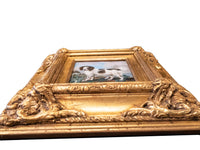 Gold Framed Oil Painting Brown And White Water Spaniel Antique Style Hand Painted