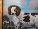 Gold Framed Oil Painting Brown And White Water Spaniel Antique Style Hand Painted