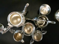 Vintage Silver Plate Tea Set Coffee Service Set With Tilting Pot Birmingham Silver Co Tea and Coffee Sets