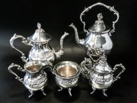 Vintage Silver Plate Tea Set Coffee Service Set With Tilting Pot Birmingham Silver Co Tea and Coffee Sets