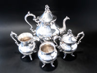 Vintage Silver Plate Tea Service Set Berry Finial Goldfeder Silver Co Tea and Coffee Sets