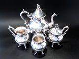 Vintage Silver Plate Tea Service Set Berry Finial Goldfeder Silver Co Tea and Coffee Sets