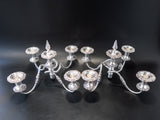 Pair Silver Plate Convertible 5 Light Candelabra Candle Holder Arms