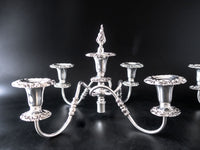 Pair Silver Plate Convertible 5 Light Candelabra Candle Holder Arms
