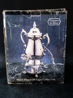 Vintage Silver Plate Coffee Urn Samovar With Burner 25 Cup Capacity IOB Ornate Tea and Coffee Sets