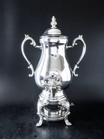 Vintage Silver Plate Coffee Urn Samovar With Burner 25 Cup Capacity IOB Ornate Tea and Coffee Sets