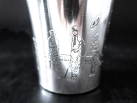 Antique Silver Plate Cocktail Shaker Golf Design Martini Shaker IOB