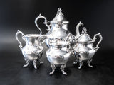 Vintage Silver Plate Tea Service Set Berry Finial Goldfeder Silver Co