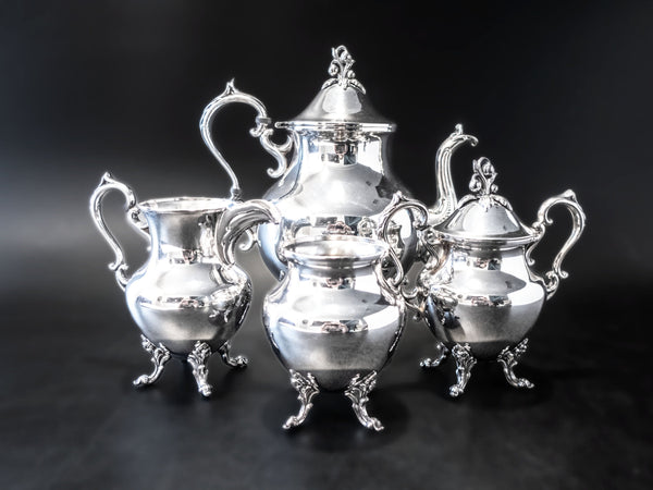 Vintage Silver Plate Tea Service Set Berry Finial Goldfeder Silver