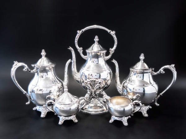 Vintage Silver Plate Full Coffee And Tea Set With Tilting Pot