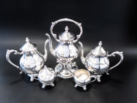 Vintage Silver Plate Full Coffee And Tea Set With Tilting Pot Tea and Coffee Sets