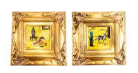 Gilded Framed Oil Painting German Shepherd and Parrot Antique Style Paintings And Art