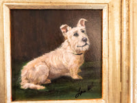 Gold Framed Oil Painting Skye Terrier Antique Style