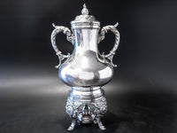 Antique Silver Plate Coffee Urn Samovar Hot Water Dispenser Queen City Silver Circa Late 1800s