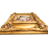 Gold Framed Oil Painting Bulldog British Flag Antique Style