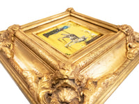 Gilded Framed Oil Painting German Shepherd and Parrot Antique Style Paintings And Art
