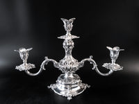 Large Silver Plate Epergne Candelabra Reed And Barton 165 With Dust Bag Candles And Candelabra