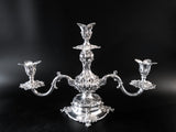 Large Silver Plate Epergne Candelabra Reed And Barton 165 With Dust Bag Candles And Candelabra
