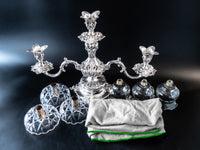 Large Silver Plate Epergne Candelabra Reed And Barton 165 With Dust Bag Candles And Candelabra