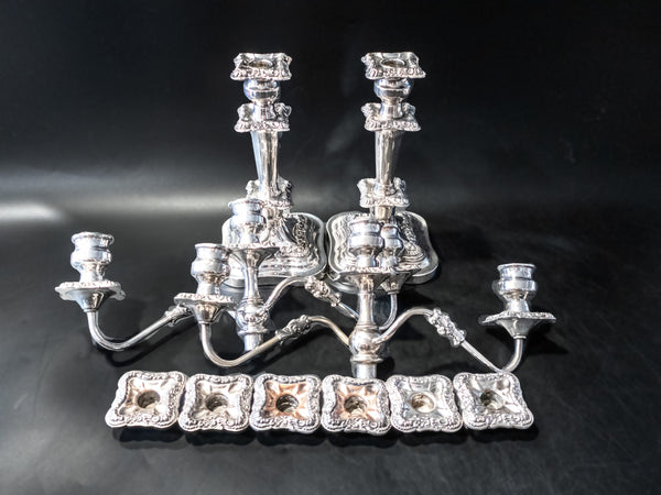 Vintage Silver Plate Candelabra Pair Candle Holder 18" Tall Convertible