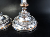 George IV Silver Plate Candle Holder Pair Old Sheffield Plate Candle Sticks