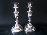 George IV Silver Plate Candle Holder Pair Old Sheffield Plate Candle Sticks