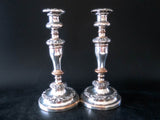 George IV Silver Plate Candle Holder Pair Old Sheffield Plate Candle Sticks