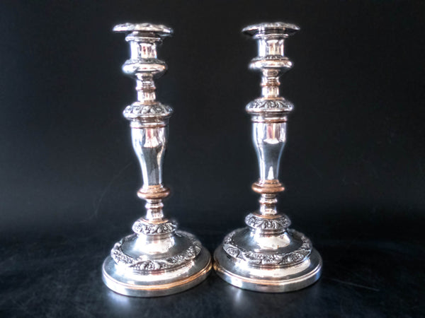 George IV Silver Plate Candle Holder Pair Old Sheffield Plate Candle Sticks Candles And Candelabra