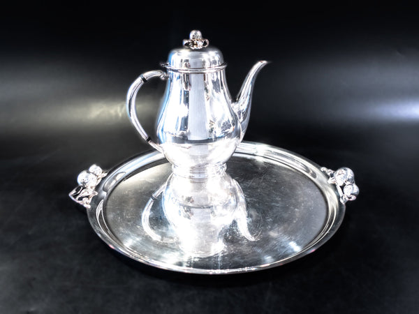 Vintage Silverplate Apple Finial Teapot And Tray By Wilcox IS Tea and Coffee Sets